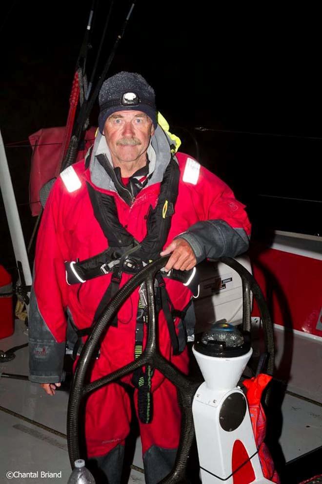 Skipper Derek Hatfield at the helm - 2014 Route Halifax Saint-Pierre © Chantal Briand / Studio Briand http://www.studiobriand.fr